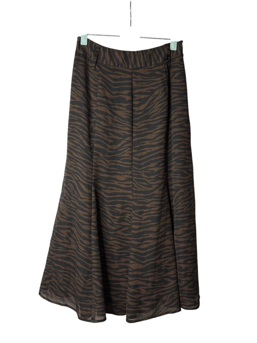 Kasper Petite A-Line Maxi Skirt 2P Animal Print Brown Black Lined Vintage 90s